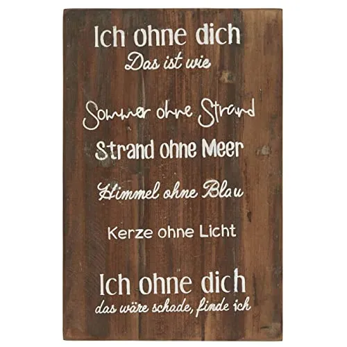 IB Laursen Schild ICH OHNE Dich Holzschild 30x45 cm Deko Schild Holz