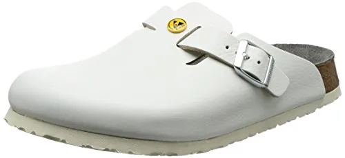 BIRKENSTOCK Herren Clogs Boston ESD - Weiß 42 - ESD-gerechte Clogs mit anatomisch geformtem Kork-Latex-Fußbett, ideal für den täglichen Einsatz und maximale Bequemlichkeit.