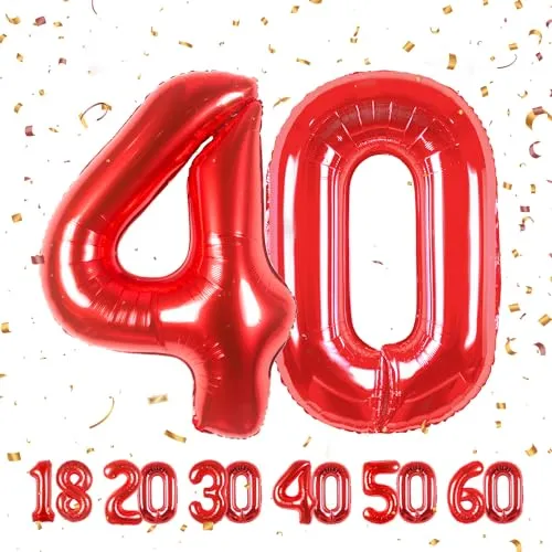 Zahlen luftballon 40 jahre | Rot Folienballon-40