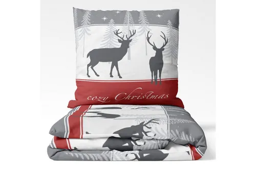 LINKHOFF Cosy Christmas Bettwäsche 135x200cm / 155x220 - Festliche Winterbettwäsche mit Elchmotiven aus 100% Baumwolle, flauschig und atmungsaktiv. Ideal für kalte Nächte und sorgt für gemütliche Weihnachtsstimmung.