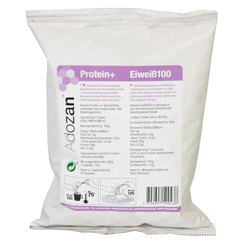 Adozan Eiweiß 100 - 99% Whey Isolate/Rind Protein Pulver - Molkenproteine: 99% Eiweiß aus Rind & Molke, ideal für Regeneration und bariatrische Ernährung; geschmacksneutral und leicht löslich für Shakes und Speisen.