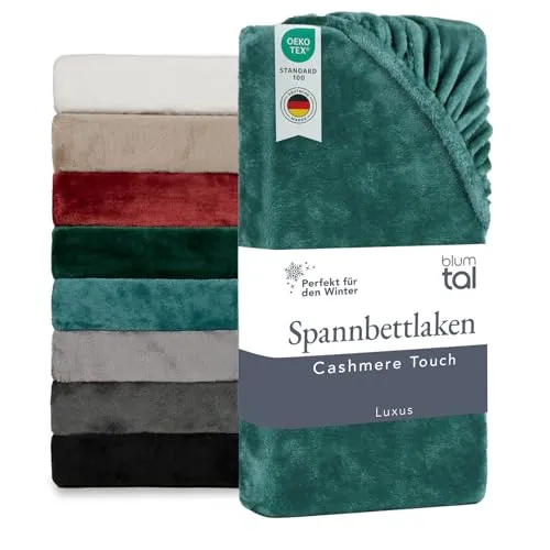 Blumtal Spannbettlaken Cashmere Touch 200x200 cm Plüsch in petrol von Blumtal