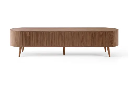 Sideboard RTV TV Tisch Lowboard – Modernes TV-Rack für Ihr Wohnzimmer - Stylisches TV-Ständer mit 2 Schubladen aus mitteldunklem Holz. Maße: 220 x 50 x 53 cm, ideal für Unterhaltungselektronik. Garantiert 2 Jahre zuverlässig im Einsatz.
