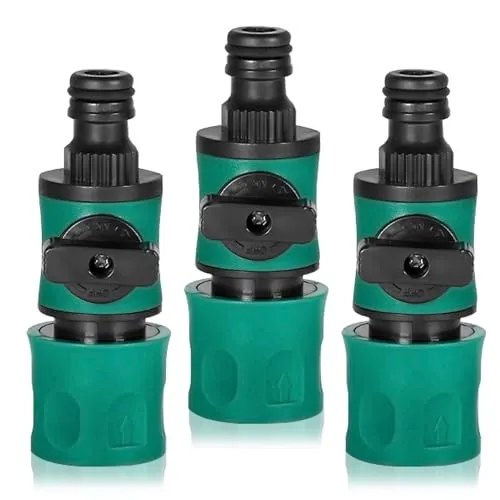 XMDROU Gartenschlauch Kupplung, 3 Stück Schlauchkupplung mit Regulierventil, Gartenschlauch Absperrhahn Schnellkupplung Extender Wasserschlauch Verbinder für 1/2 Zoll Wasserschläuche