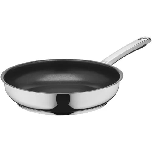 Silit Calabria Bratpfanne Induktion 24 cm - Pfanne aus hochwertigem Edelstahl mit langlebiger Silitan Antihaftbeschichtung, ideal für fettfreies Braten auf allen Herdarten, inklusive Induktion. Backofenfest bis 260°C.