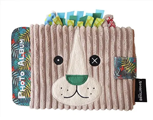 Les Deglingos Greifling Fotoalbum Baby - Motorikspielzeug mit 10 Taschen für Fotos, weich und kuschelig - ideal für Babys ab 1 Monat.
