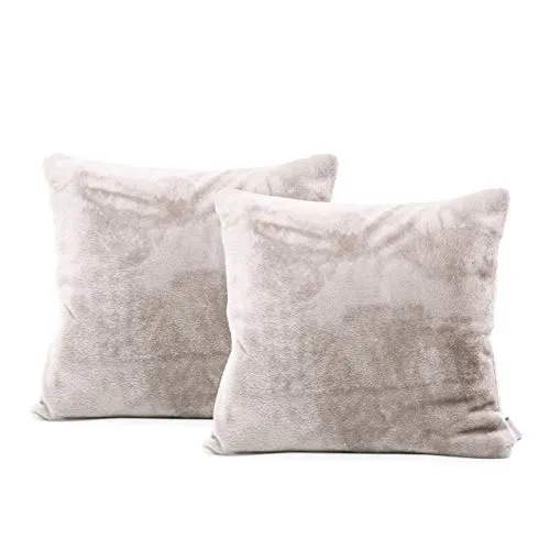 DecoKing 57551 2tlg 2 Kissenbezüge 45x45 cm Mikrofaser Reißverschluss Fleece Kissenhüllen beige Creme Mic