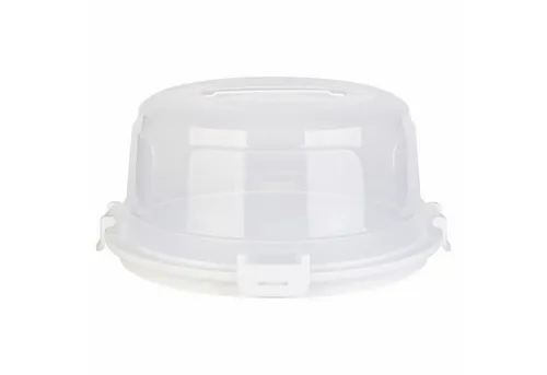 Engelland Kuchentransportbox mit Griff, Deckel und 4-fach Klick-Verschluss, rund, Kunststoff, (36,50 cm x H 17,50 cm, BPA-frei), spülmaschinengeeignet, lebensmittelecht, Stückeinteilungshilfe