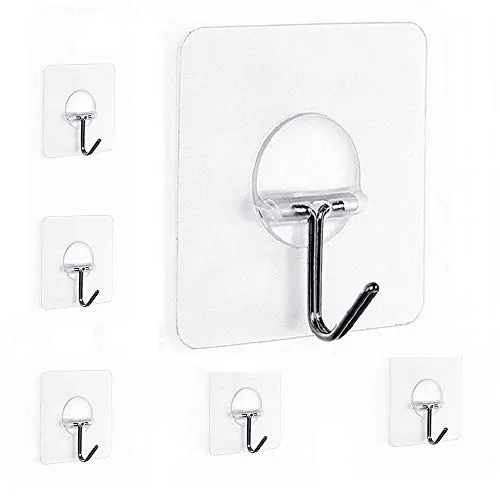 Fealkira Klebehaken Haken Deckenhaken Ohne Bohren, Transparenter Selbstklebend Magische Handtuchhaken,Küchenhaken, Kleiderhaken, Plastikhaken, Wasserdicht, Abnehmbar - Geeignet für Küche, Badezimmer