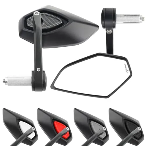 Area1 Motorrad Lenkerendenspiegel Set (rechts+links) E-Geprüft - Cooles Design für ATV und Quad - Hochwertige Motorrad-Seitenspiegel von Area1 mit E-Prüfzeichen. Cooler Look, einfach zu montieren und besonders stabil durch zusätzliche Hülsen. Ideal für ATV und Quad!