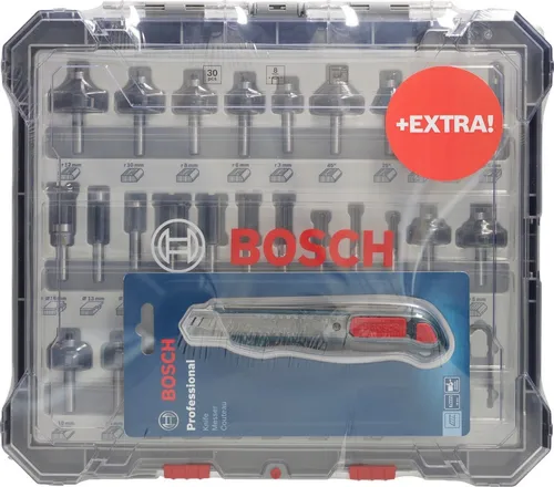 Bosch 30tlg. Fräser-Set – Nutfräser & Bündigfräser 8mm