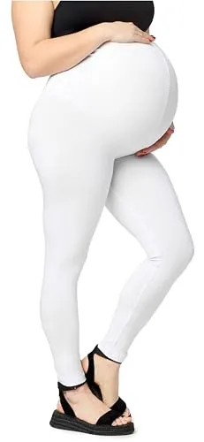 Merry Style Große Größen Damen Lange Umstandsleggings aus Viskose MS10-460 (Weiß, 5XL)