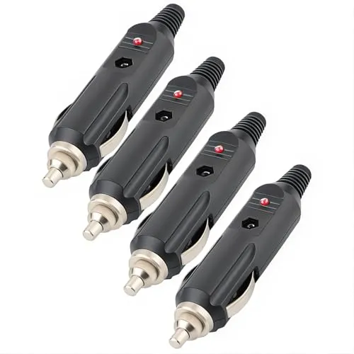 CESFONJER 4 Pcs Auto-Zigarettenanzünder-Stecker, Zigarettenanzünde Universalstecker mit Sicherung rot LED DIY 12V 24V