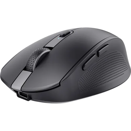 Ozaa Compact Wireless Mouse - Schwarz, kabellos für bis zu drei Geräte, leise Tasten und umweltfreundlich aus 60% Recyclingkunststoff
