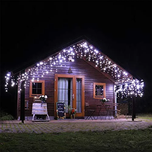 CLGarden LED Eisregen Premium Lichterkette ERN400 in weiß von CLGarden