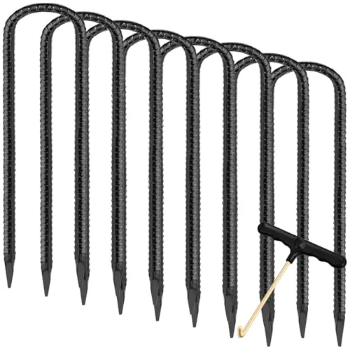 Trampolinpfähle, Anker, Trampolin-Zubehör, Windpfahl, 30,5 cm, strapazierfähig, hoher Windpfahl, Sicherheits-Bodenanker, verzinkter Stahl, Windpfähle (permanent über Deck, schwarz)