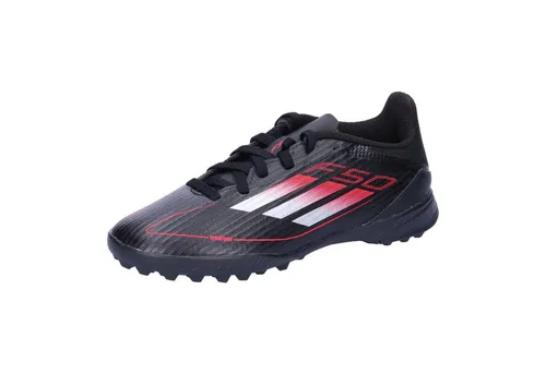 adidas Unisex F50 League Football Boots Turf Kids Sneaker - Fußballschuhe mit regulärer Passform und schnürbarem Verschluss, ideal für Kunstrasen mit elastischer Zunge und EVA-Zwischensohle für optimalen Komfort.