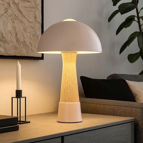 Tischleuchte PAULIN - Stilvolle orange Tischlampe (DH 25x36.50 cm) - Tischleuchte aus Metall in gold-orange, ideal für jeden Raum. Mit E27-Fassung für individuelle Leuchtmittel, die Ihrem Zuhause eine persönliche Note verleihen.