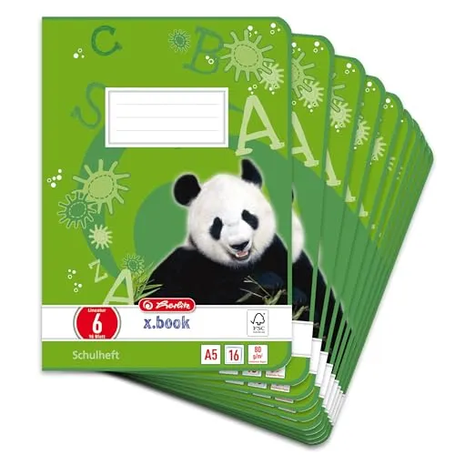 herlitz Schulheft x.book A5, Lineatur 6, blanko, 16 Blatt, 10 Stück
