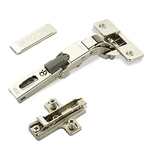 Salice Universalscharniere 110° Bohrbild T48 Push Open für abgerundete, überfälzte und profilierte Türen mit Kreuz-Montageplatte Höhe 3 mm Exzenterverstellung, Scharnierarmabdeckung 2 x