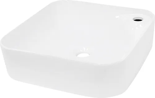 ECD Germany Waschbecken 435 x 435 mm - Hochwertiges Keramik Aufsatzwaschbecken - Waschschalen: Hochwertiges Keramikbecken mit modernem, minimalistischen Design und platzsparendem Waschbereich – ideal für stilvolle Badezimmer.