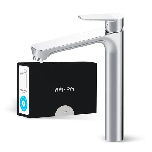 AM.PM Hit Waschtischarmatur mit Einhebelmischer - Touch-On-Wasserhähne für Badezimmerwaschbecken, langlebig und kratzfest mit SoftMotion Keramikkartusche für optimale Temperaturkontrolle und 5 Jahre Garantie.