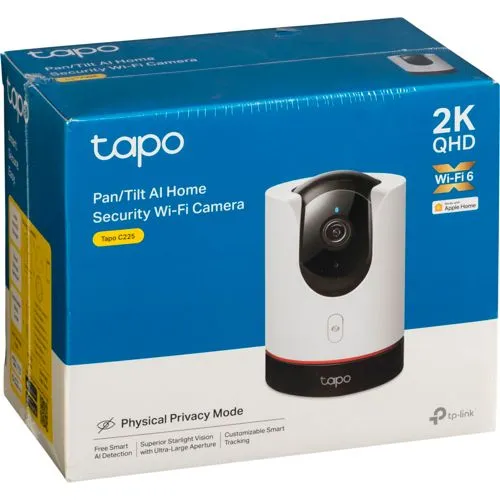 Tapo TP-Link C225 - 360° WLAN-Überwachungskamera mit 2K Auflösung, physischer Privatsphäre und intelligentem AI-Alarm für optimale Sicherheit