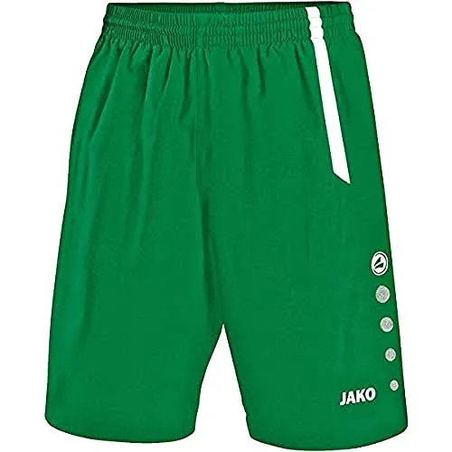 Jako Trainingsshorts Turin 4462 in Grün - Trainingsbekleidung für Fußballer, aus 100% Polyester, atmungsaktiv und pflegeleicht – ideal für sportliche Aktivitäten.