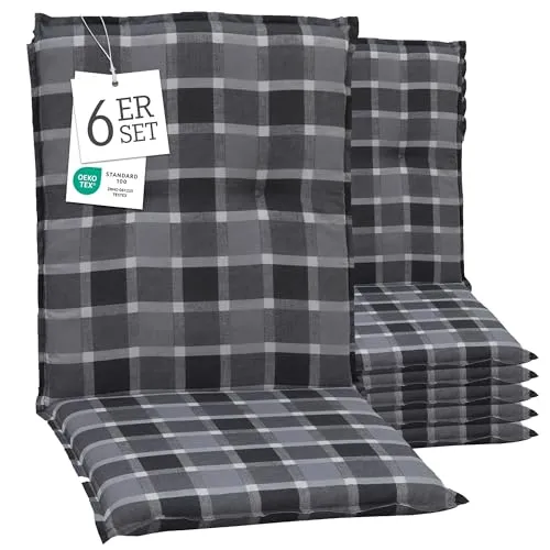 beo Polsterauflage Saumauflage Niedriglehner Barcelona im Set - Auflagen & Polster, Hochwertige Gartenstuhlauflage im 6er-Set, mit 60 mm Schaumstoffpolsterung für optimalen Sitzkomfort und OEKO-TEX® zertifiziert.