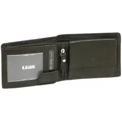 LEAS Damen und Herren Klassische Miniriegelbörse Mini Scheintasche mit Klappe und Riegel im Querformat Echt-Leder, schwarz