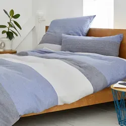 elegante Halbleinen Bettwäsche Beat blue 135x200 cm + 80x80 cm - grau;blau - Zeitlose Halbleinen Bettwäsche der Kollektion Beat von elegante mit kühlendem und wärmendem Effekt. Ideal für ein ausgewogenes Schlafklima, sorgt für entspannte Nächte in stilvollem Design.