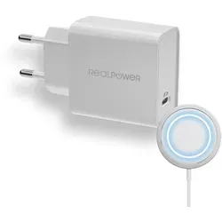 RealPower PC-MagSet Ladegerät und MagSafe Ladepet SET - Kabellose Qi-Ladegeräte mit innovativer MagSafe-Technologie für schnelles und sicheres Laden von kompatiblen Geräten.