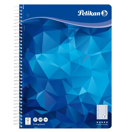 Pelikan Collegeblock A4 Lineatur 27, liniert mit Doppelrand, 120 Blatt, Rundspir