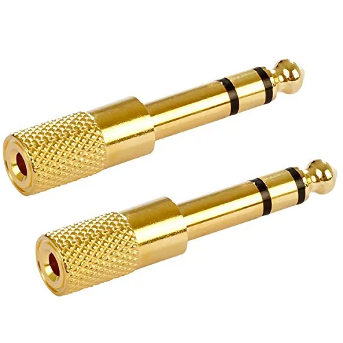 POPPSTAR 2X Audio Klinke Adapter Kupplung (Klinke 3,5 mm Buchse auf 6,3 mm Stecker), Klinkenkupplung für Klinkenkabel - Stereo Aux Kabel Koppeln, vergoldet