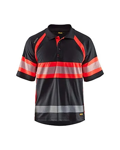 Blakläder UV-Polo-Hemd Hohe Vis der Klasse 1, Schwarz/Rot, L - Arbeitshemden & -shirts mit UV-Schutz und Anti-Geruchs-Effekt, ideal für exponierte Umgebungen. Zertifiziert nach EN ISO 20471 Klasse 1 für höchste Sicherheit.