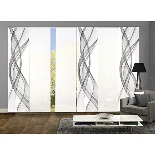 wohnfuehlidee 6er-Set Schiebegardinen (54147), Mariella, Höhe 245 cm, grau/Weiss