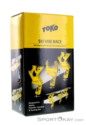 Toko Ski Vise Race Snowboardhalterung, Gelb - Ski-Werkzeug mit 3-teiliger Einspannvorrichtung für optimale Stabilität, ideal für präzise Wartung und Reparatur von Snowboards.