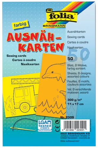 folia Ausnähkarten 110 x 170 mm farbig sortiert 50 Blatt