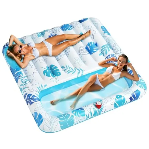 LUVTOY Luftmatratze Wasser Pool - Groß Wasserhängematte Pool Spielzeug für Erwachsene Kinder mit Kopfstütze - Tanning Aufblasbarer Pool Matratze - Luftmatratze Spielzeug Geeignet füR Strand Schwimmbad