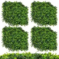 Costway 12 Stück Künstliche Hecke Pflanzenwand 50 x 50 cm - Gestalten Sie Ihre Räume mit unserer pflegeleichten, UV-beständigen Kunst-Hecke! Ideal für Sichtschutz und Dekoration, zaubert sie mit dichten, lebendigen Blättern ein natürliches Ambiente.