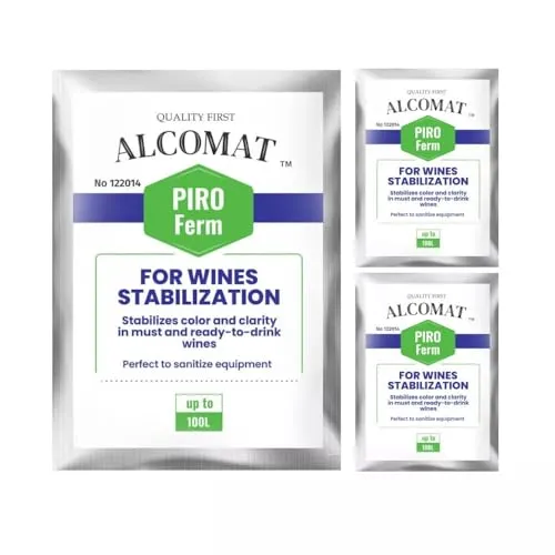 Alcomat PIRO Ferm - Weinhefe zur Stabilisierung - Kaliummetabisulfit für Wein und Most - Stoppt die Gärung, eliminiert wilde Hefen und schützt vor Mikroflora (30g)