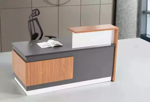 Moderne Empfangstische für Kanzlei und Büro - Eleganter Empfangstisch in Grau, vielseitig einsetzbar in Kanzleien und Büros. Maße: 180 x 70 x 115 cm, aus robustem Holz, modern im Design und einfach zu montieren.