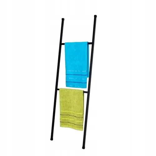 Kapaga - GESCHWEIßT - Handtuchständer - Handtuchhalter - Handtücher - Badetuchhalter - Freistehender Handtuchhalter - aus Metall - Badezimmerzubehör - Schwarz - Sofort einsatzbereit (Schwarz 4)