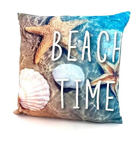 heimtexland ® Outdoorkissen mit Füllung Garten Dekokissen 45x45 schmutz- und wasserabweisend Deko Kissen Outdoor Typ688 Beachtime