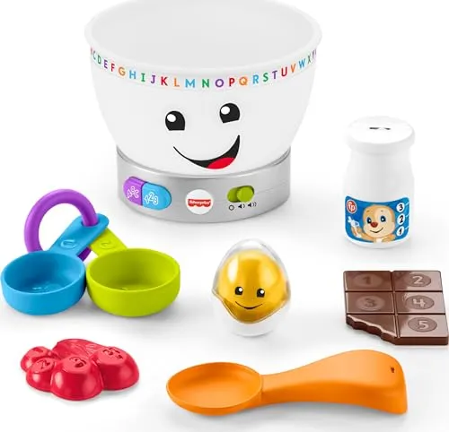 Fisher-Price Laugh & Learn Baby-Lernspielzeug, magische Farbmischschüssel mit Pretend Food Musik & Lichtern für Kinder ab 6 Monaten, GJW20