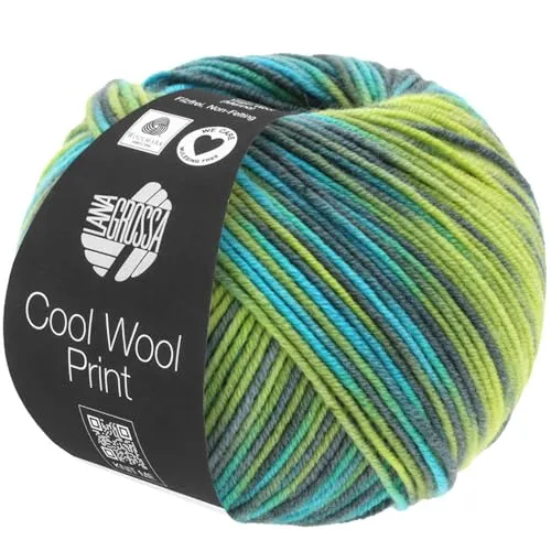 LANA GROSSA Cool Wool Print | Extrafeine Merinowolle waschmaschinenfest und filzfrei | Handstrickgarn aus 100% Schurwolle (Merino extrafein) | 50g Wolle zum Stricken & Häkeln | 160m Garn FB 784