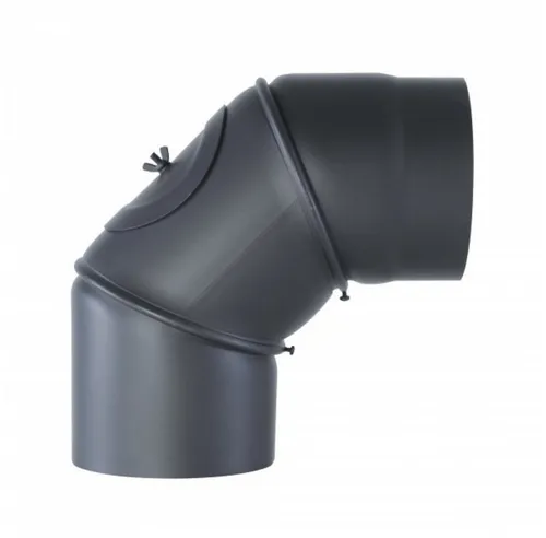 Kamino Flam Ofenrohr Bogen 90° mit Tür - Ofenrohre, hitzebeständig lackiert, geprüft nach EN 1856-2, ideal für flexible Installationen mit Betriebstemperatur bis 600 Grad, Ø 150 mm.