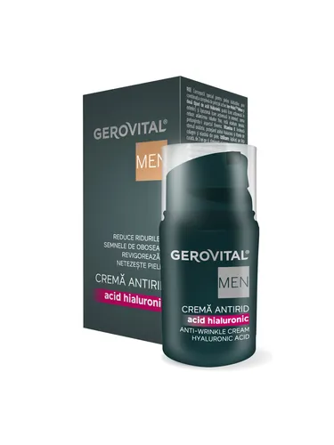 Gerovital Hyaluronsäure Anti-Falten-Creme, Creme für Männer, Schnelle Absorption, 30 ml