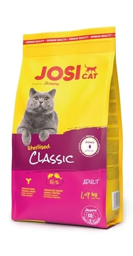 JosiCat Sterilised Classic (3 x 1,9 kg) | Adult | Premium Trockenfutter für kastrierte Katzen | mit wenig Fett und viel Protein | Powered by JOSERA | Katzenfutter | Alleinfuttermittel | 3er Pack