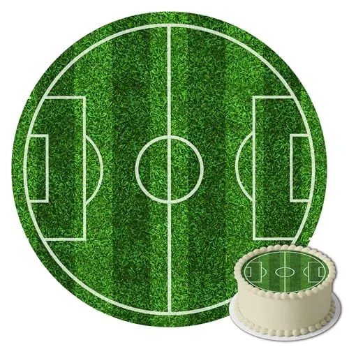 J&M DECO Tortenaufleger Fußballfeld – essbare Tortendeko Ø 20 cm – Sport-Motiv für Jungen Geburtstag – Fußball Kuchen Dekoration aus Zuckerpapier – Made in EU